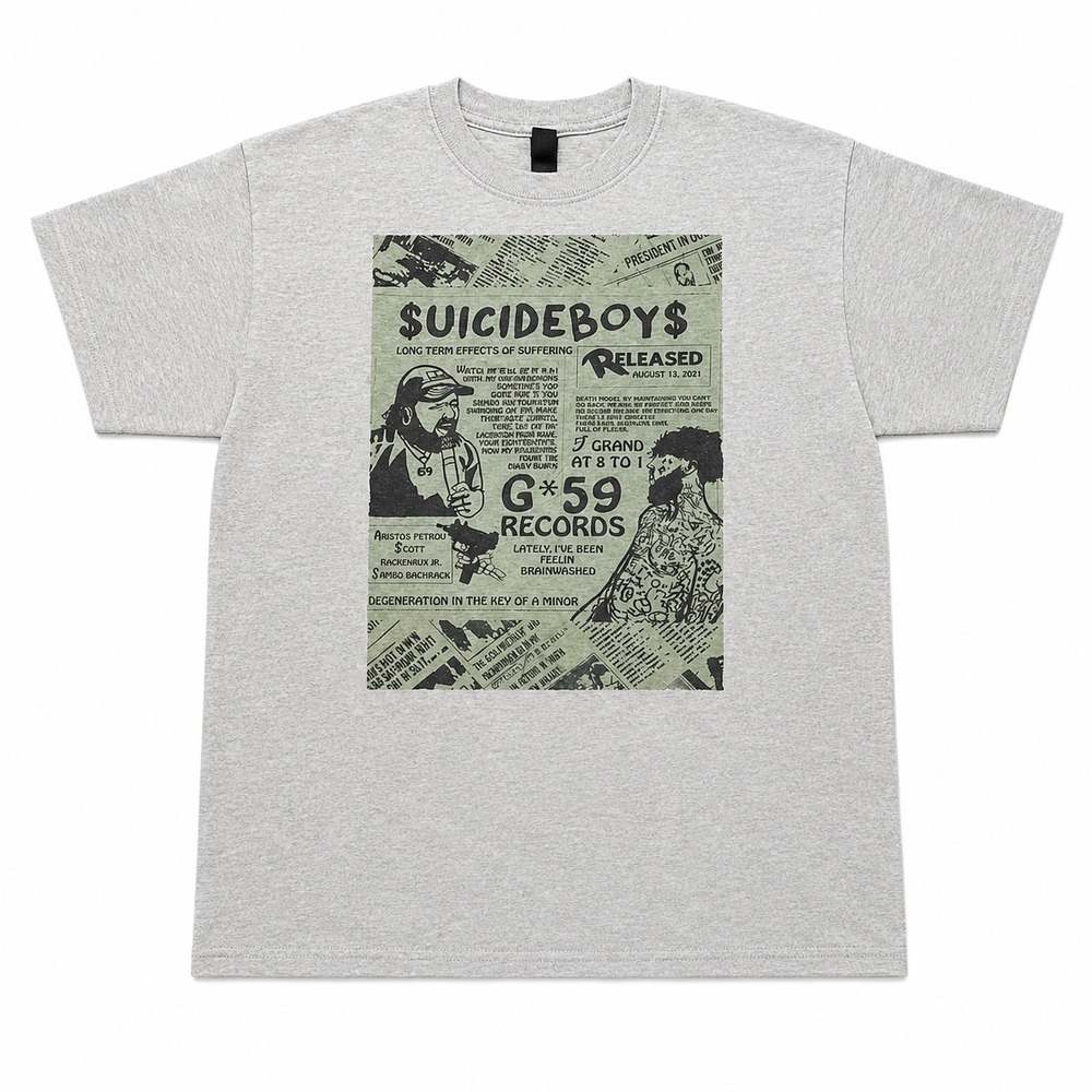 Suicideboys G59 Records Long Term Effects of Suffering Grey Graphic T-Shirt XL